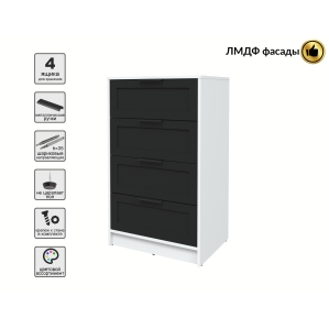 Kомод Тренд КТ-К60 (Белый ЛДСП/ Черный ЛМДФ) Ш600 В1020 Г451